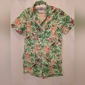 🦜Printfresh Organic Cotton Short Pajama Set - Birdcage & Botanical Print